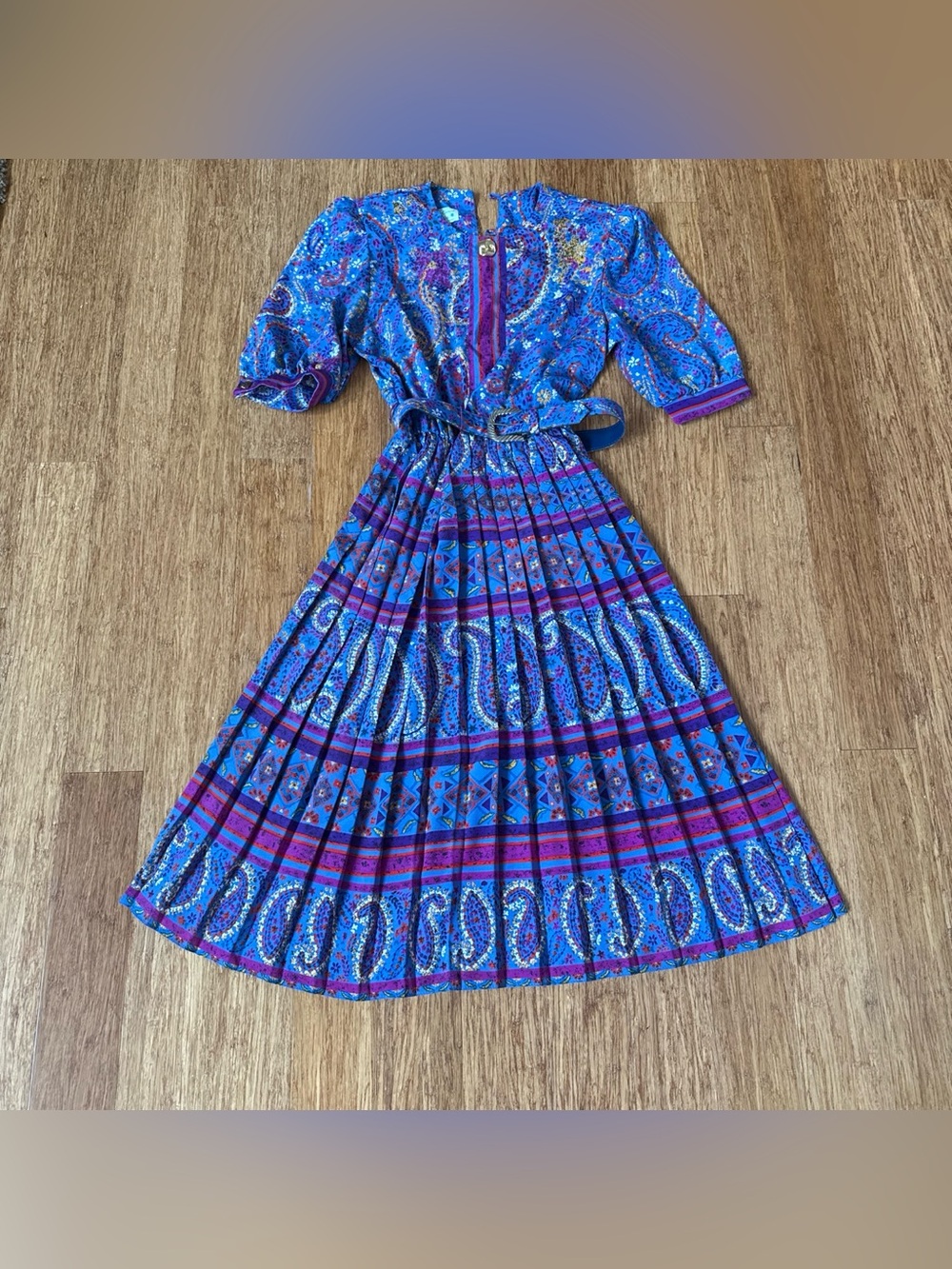 Vintage 1980's Lady carol blue Paisley size small dress